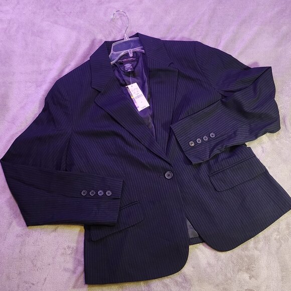 New York & Company Jackets & Blazers - *NWT* New York & CO Suit Jacket women's sz 14 Navy with Gray stripe